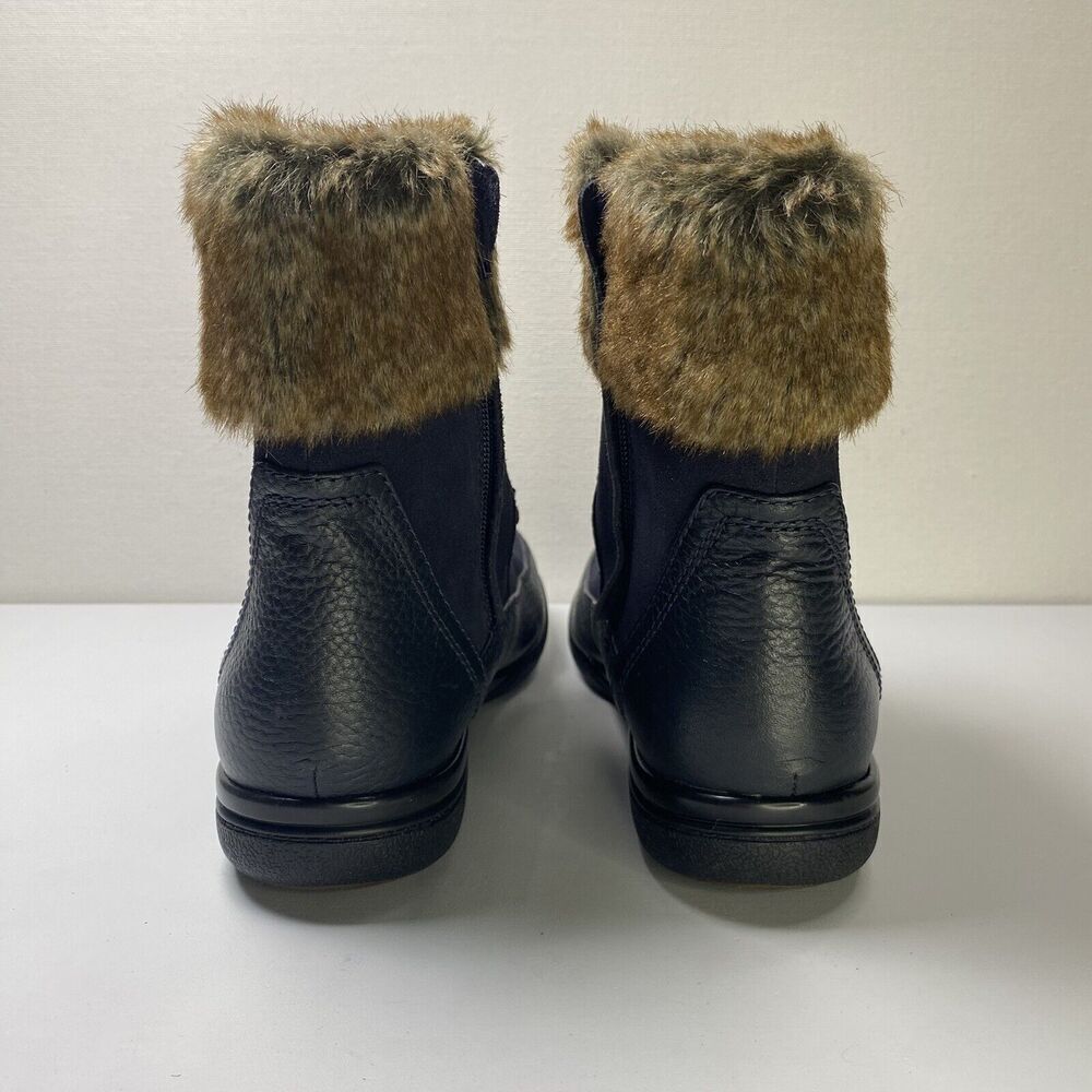 Clarks‎ Leather Suede Faux Fur Kearns Ramsey Navy Blue Boots Size 8 - Picture 4 of 9